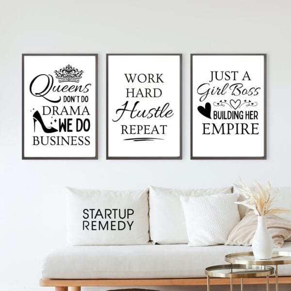 Business Wall Art: Entreprene, Hustle, Girl Boss, Queens