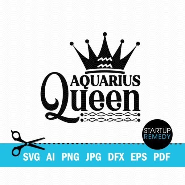 Aquarius Queen Zodiac Sign SVG - Image 2